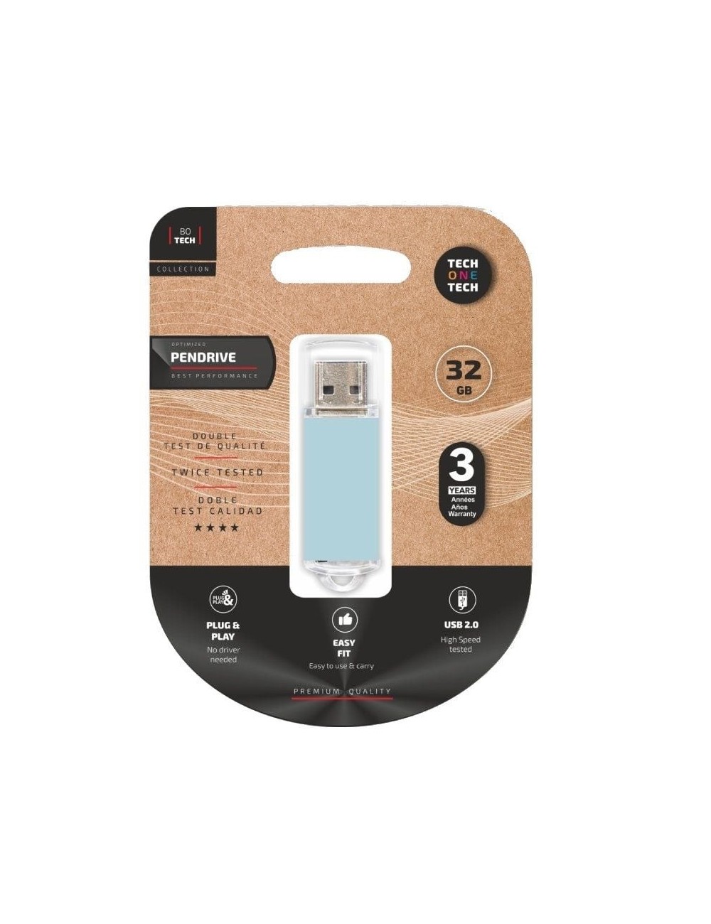 Pendrive 32GB Tech One Tech Basic USB 2.0/ Azul Cielo