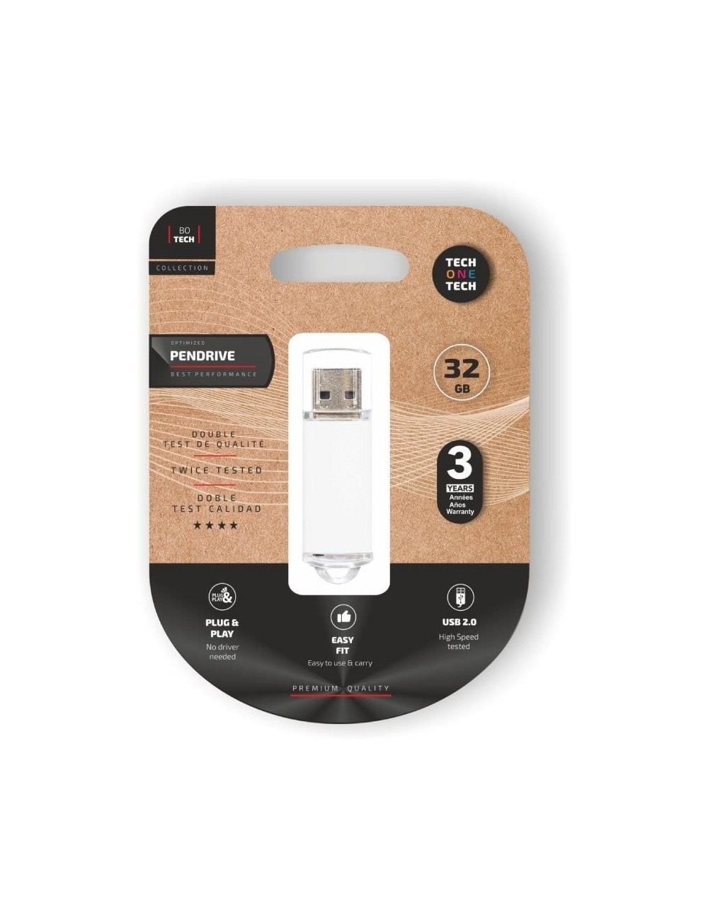 Pendrive 32GB Tech One Tech Basic USB 2.0/ Blanco