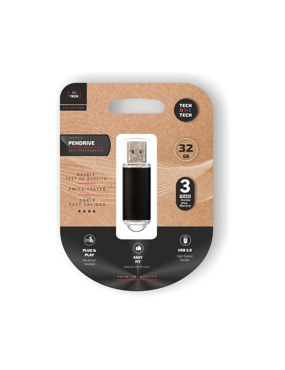 Pendrive 32GB Tech One Tech Basic USB 2.0/ Negro