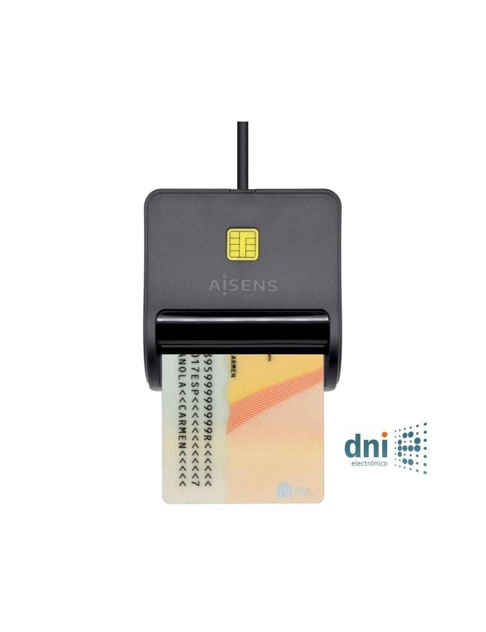 Lector de DNI Aisens ASCR-SN01-BK/ USB 2.0/ Negro