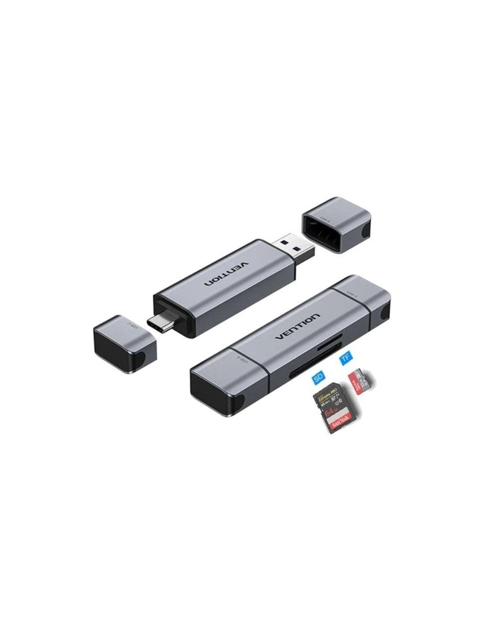 Lector de Tarjetas Externo Vention CLKB0/ USB 3.0 y USB Tipo-C