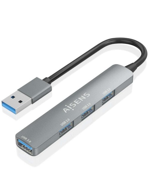 Hub USB 3.0 Aisens A106-0859/ 4xUSB/ Gris