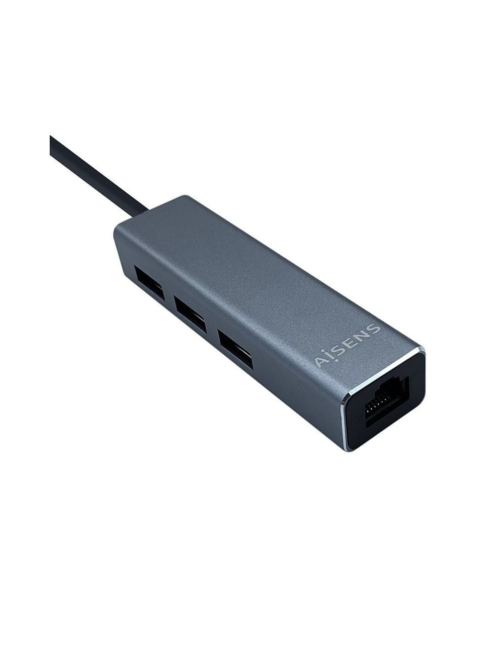 Hub USB Tipo-C Aisens A109-0396/ 3xUSB/ 1xRJ45/ Gris