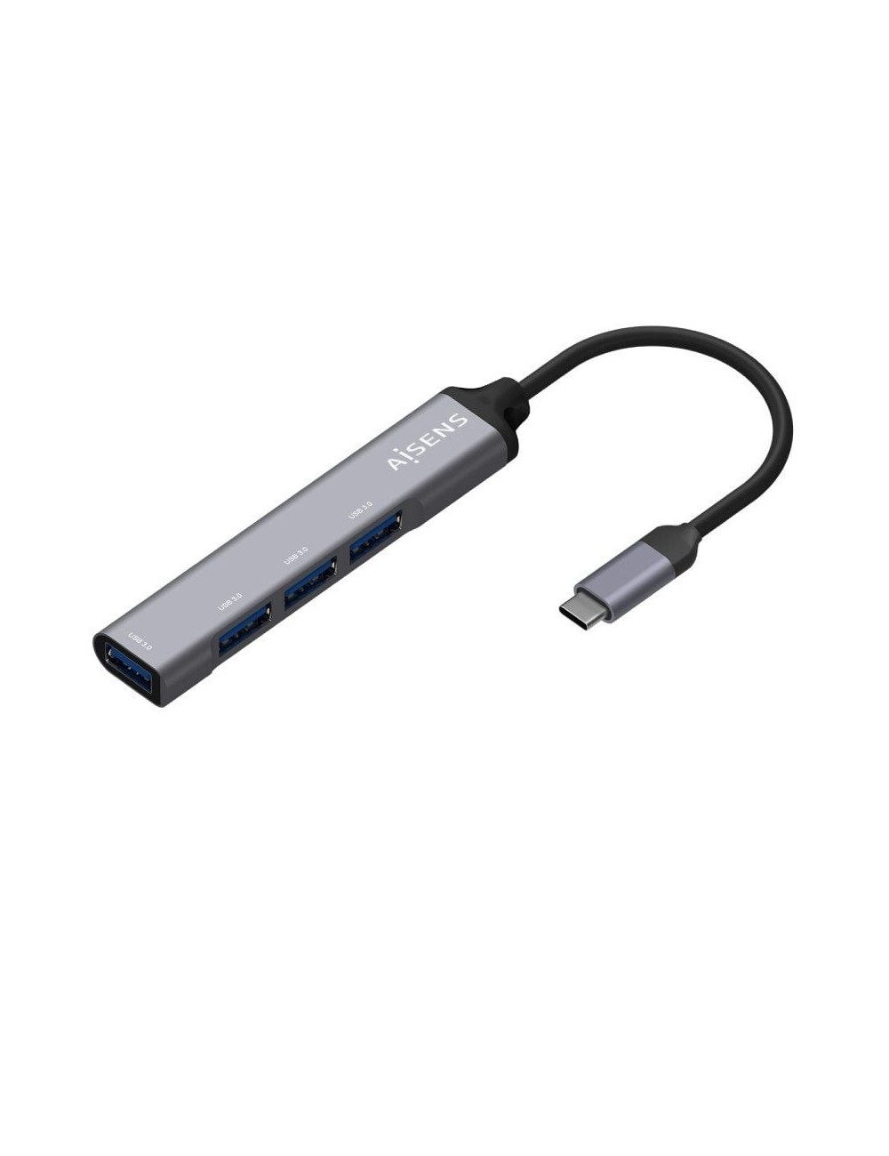 Hub USB Tipo-C Aisens A109-0541/ 4xUSB/ Gris