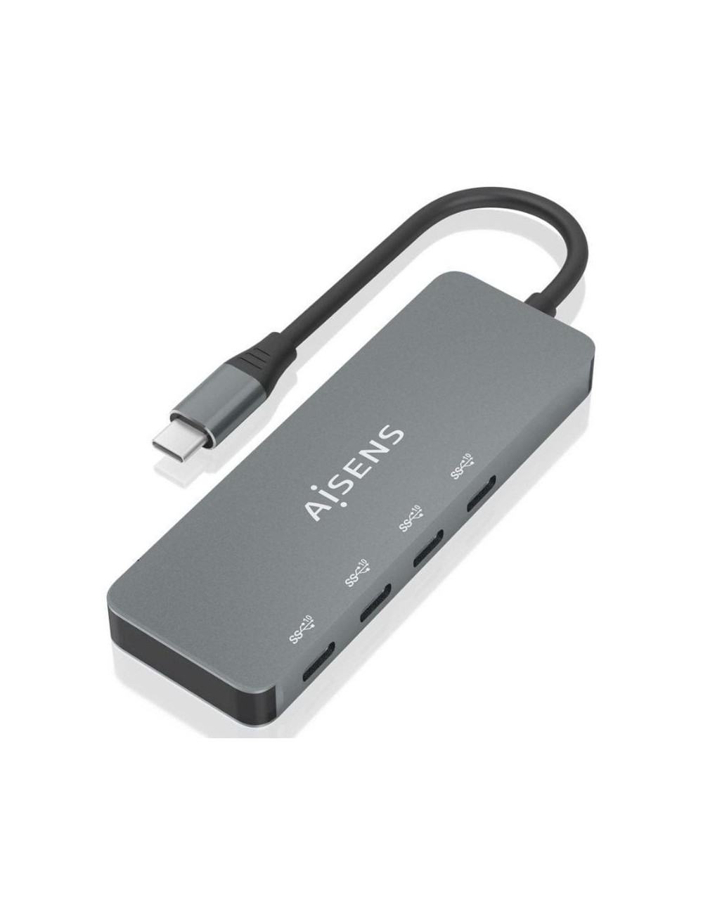 Hub USB Tipo-C Aisens A109-0695/ 4xUSB Tipo-C/ Gris