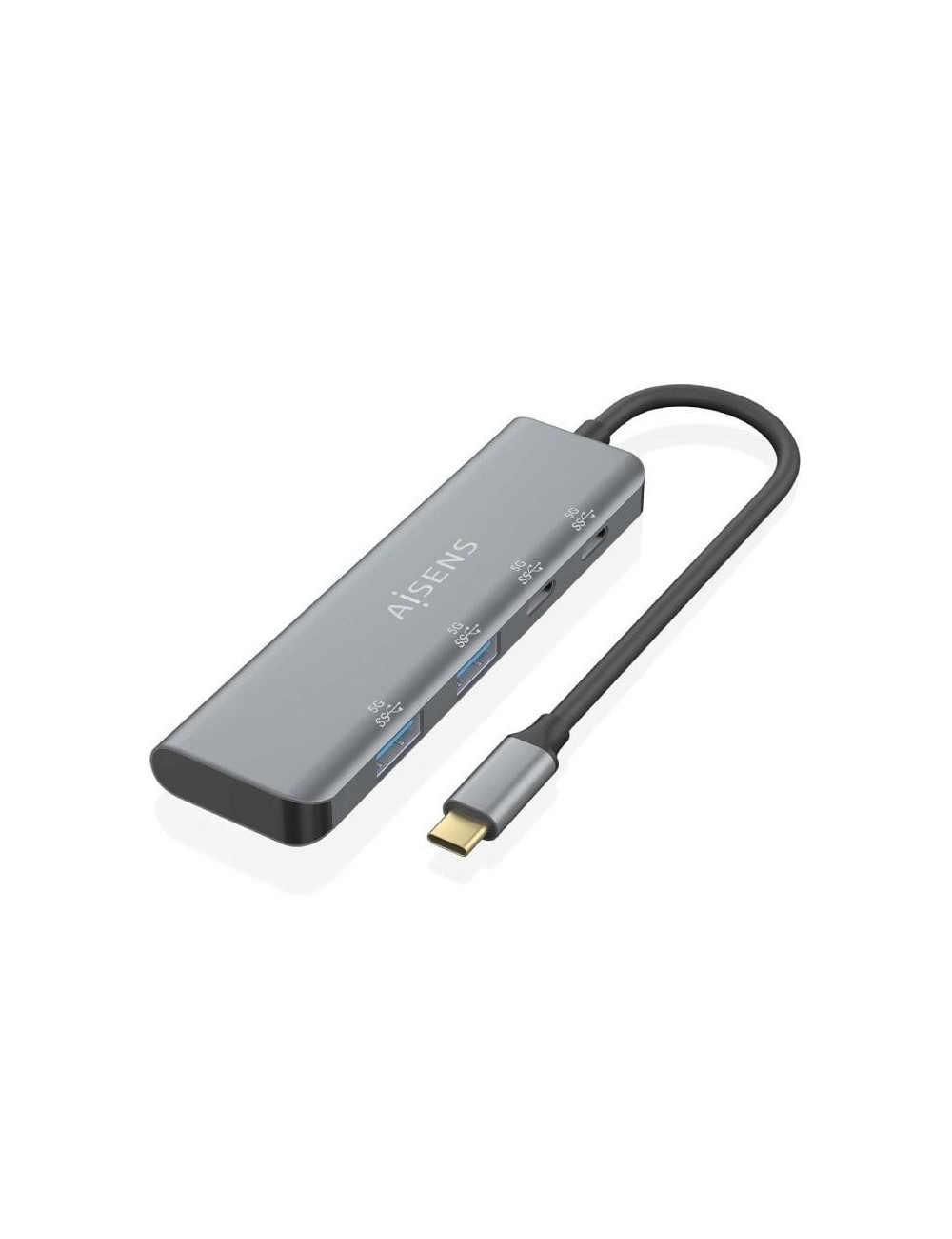 Hub USB Tipo-C Aisens A109-0763/ 2xUSB/ 2xUSB Tipo-C/ Gris