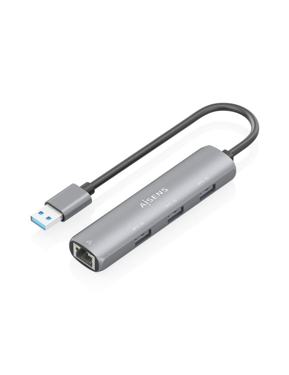 Hub USB Aisens ASUC-4P034-GR/ 3xUSB/ 1xRJ45/ Gris
