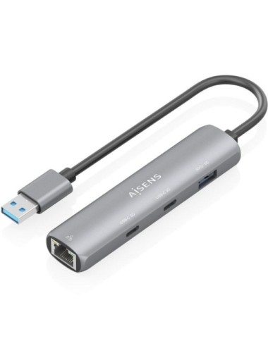 Hub USB Aisens ASUC-4P036-GR/ 2xUSB Tipo-C/ 1xUSB/ 1xRJ45/ Gris