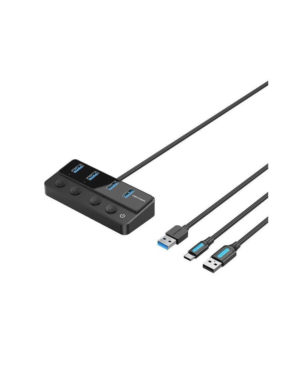 Hub USB 3.0 Vention CHWBF/ 4xUSB/ 1xUSB Tipo-C PD/ Incluye cable Carga USB Macho - USB Tipo-C Macho