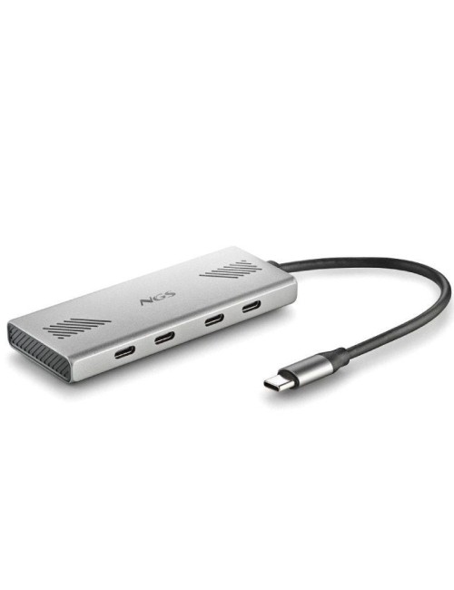 Hub USB Tipo-C NGS Wonder4-C/ 4xUSB Tipo-C/ Gris