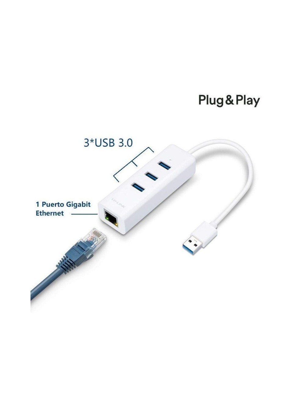 Hub USB 3.0 TP-Link UE330/ 3xUSB/ 1xRJ45/ Blanco