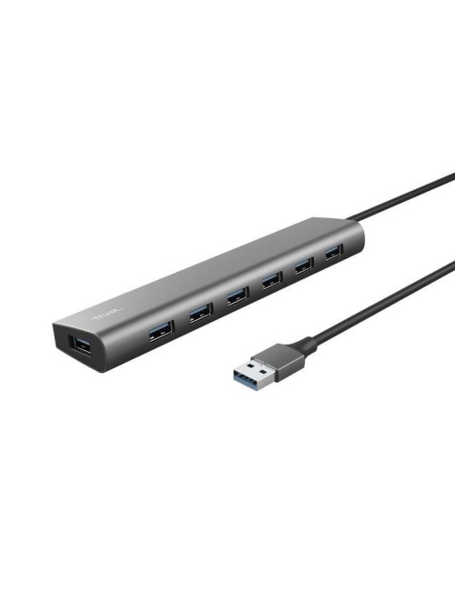 Hub USB 3.2 Gen1 Trust Halyx/ 7xUSB/ 1xUSB-C/ Gris