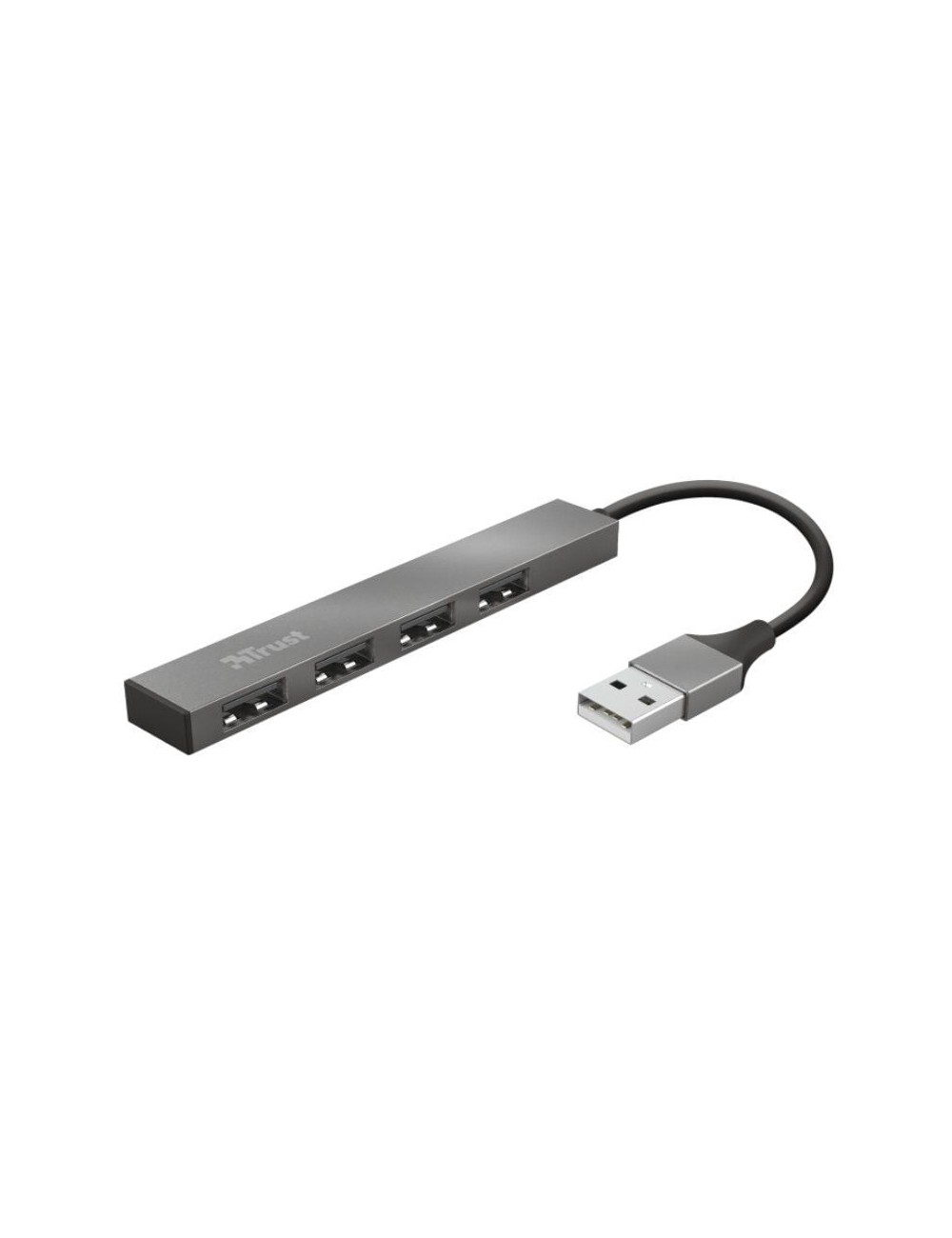 Hub USB 2.0 Trust Halyx/ 4xUSB/ Gris