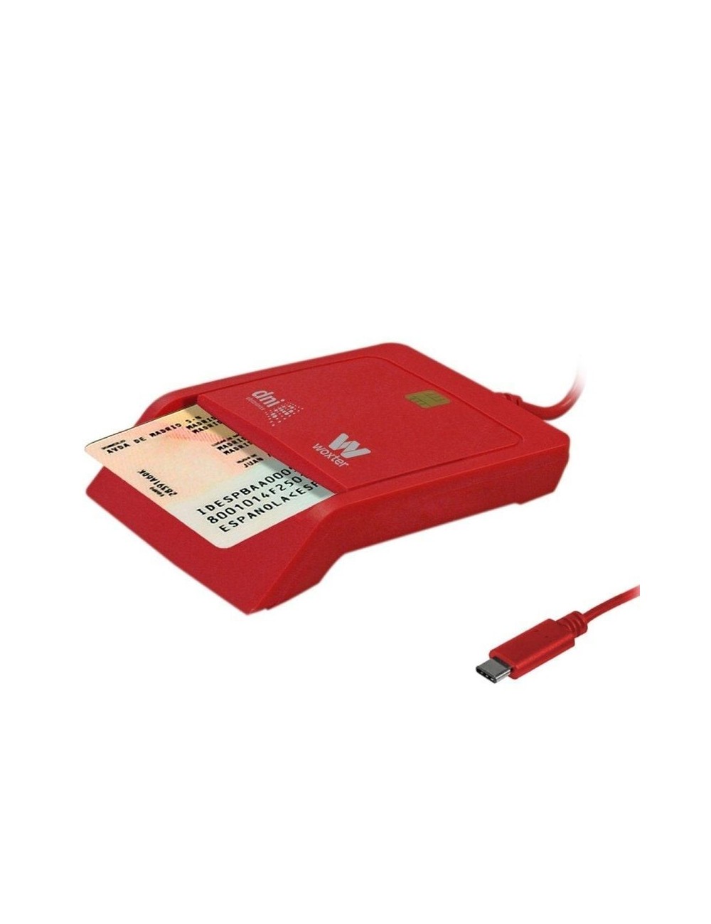 Lector de DNI y Tarjetas Woxter PE26-199/ USB Tipo-C/ Rojo