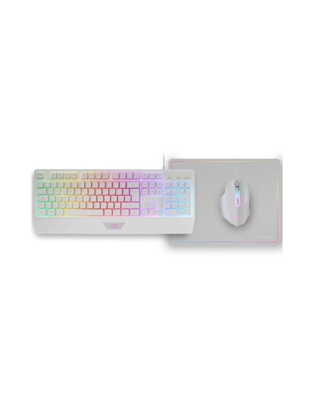 Pack Gaming Mars Gaming MCP124/ Teclado H-MECH  + Ratón Óptico + Alfombrilla/ Blanco