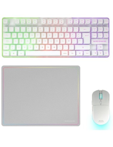 Pack Gaming Mars Gaming MCPWTKL/ Teclado Inalámbrico + Ratón Inalámbrico + Alfombrilla