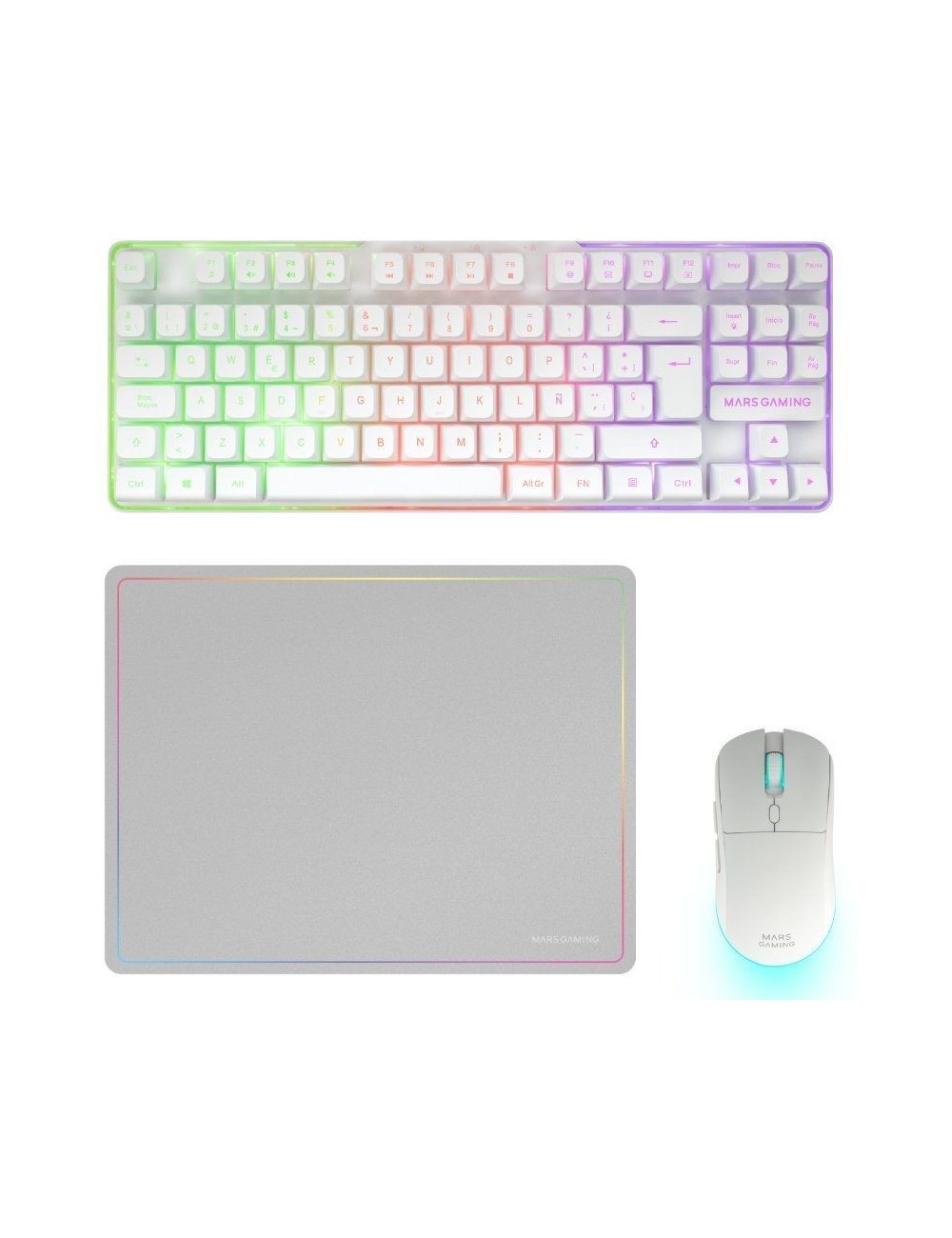 Pack Gaming Mars Gaming MCPWTKL/ Teclado Inalámbrico + Ratón Inalámbrico + Alfombrilla