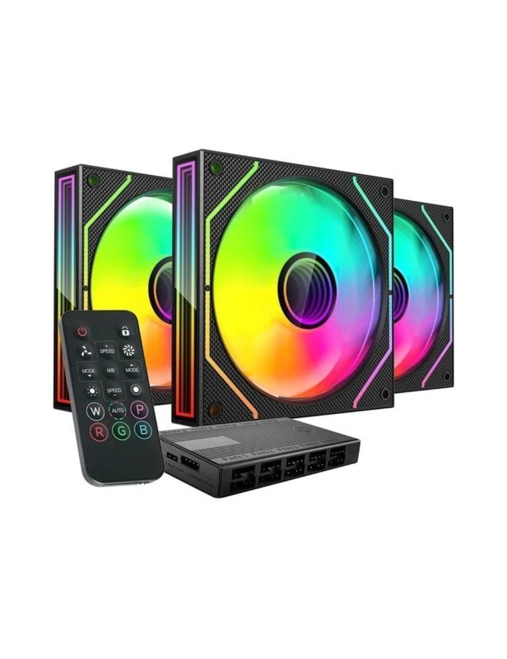 Pack 3 Ventiladores Mars Gaming MF-3DPROKIT/ 12cm + HUB + Mando a Distancia/ ARGB