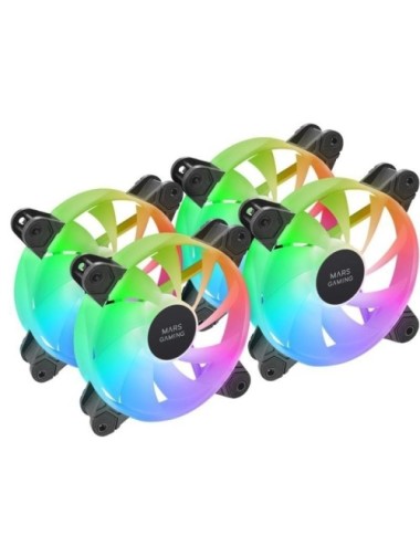 Pack 3 Ventiladores Mars Gaming MF-4A/ 12cm/ ARGB/ Negro