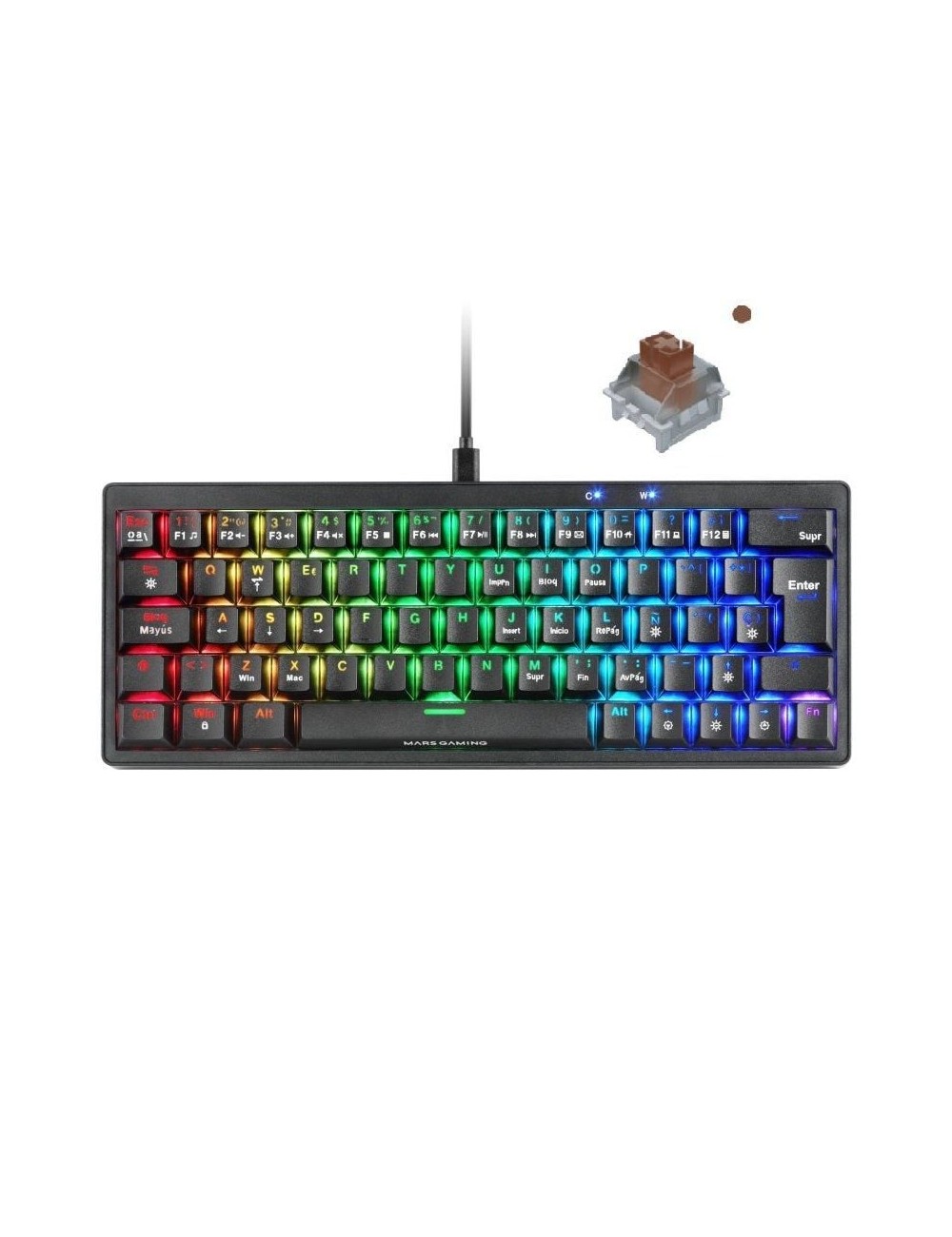 Teclado Gaming Mecánico Mars Gaming MKMINIPRO/ Switch Marrón/ Negro