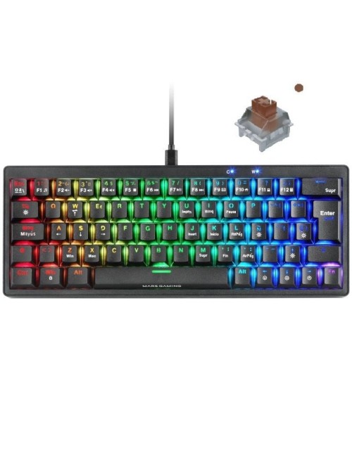 Teclado Gaming Mecánico Mars Gaming MKMINIPRO/ Switch Marrón/ Negro