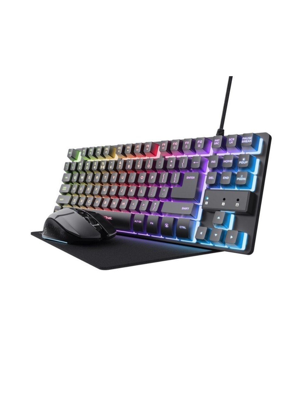 Pack Gaming Trust Gaming GXT 794/ Teclado RGB + Ratón RGB + Alfombrilla