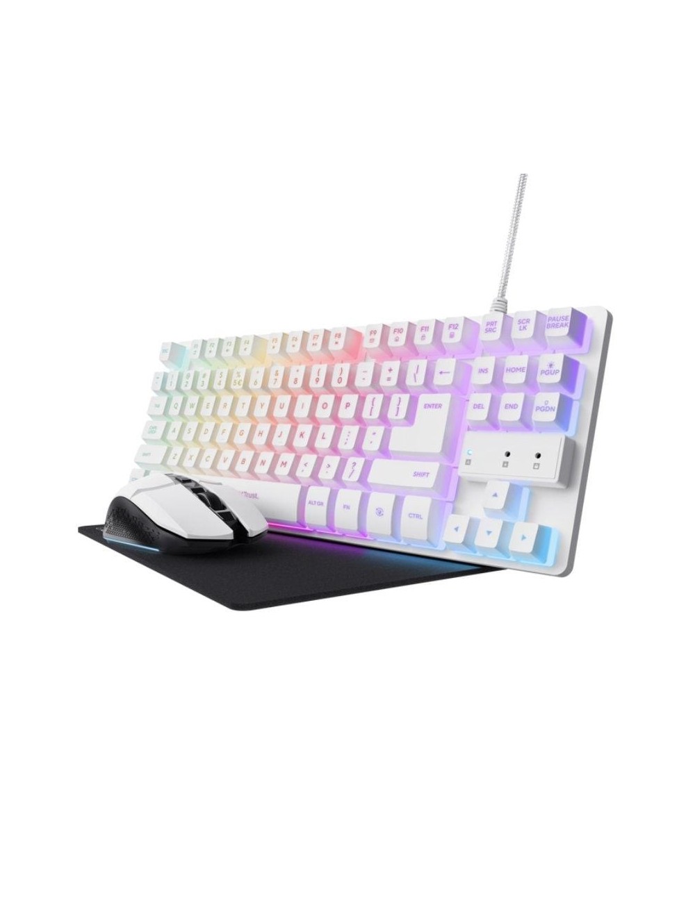 Pack Gaming Trust Gaming GXT 794W/ Teclado RGB + Ratón RGB + Alfombrilla