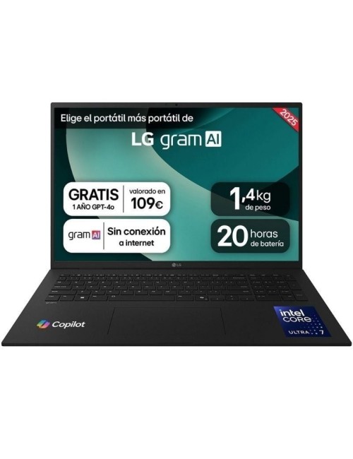 Portátil LG Gram 17ZD90T-G.AX88B Intel Core Ultra 7-255H 32GB/ 1TB SSD/ 17'/ Sin Sistema Operativo