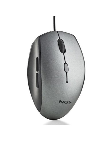 Ratón Ergonómico NGS Moth Gray/ Hasta 1600 DPI/ Gris