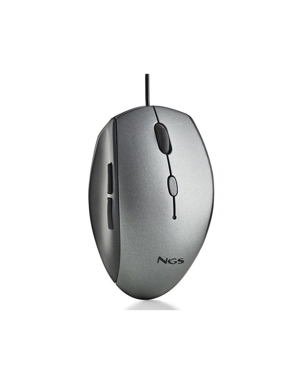 Ratón Ergonómico NGS Moth Gray/ Hasta 1600 DPI/ Gris