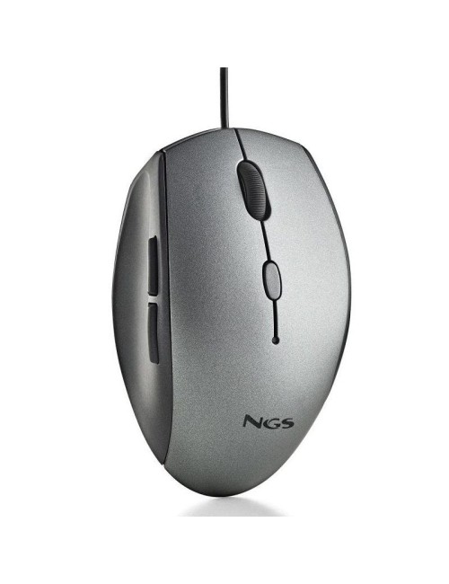Ratón Ergonómico NGS Moth Gray/ Hasta 1600 DPI/ Gris