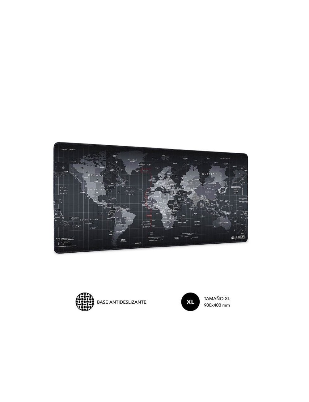 Alfombrilla Subblim 01PUW01 World XL/ 900 x 400 x 3 mm
