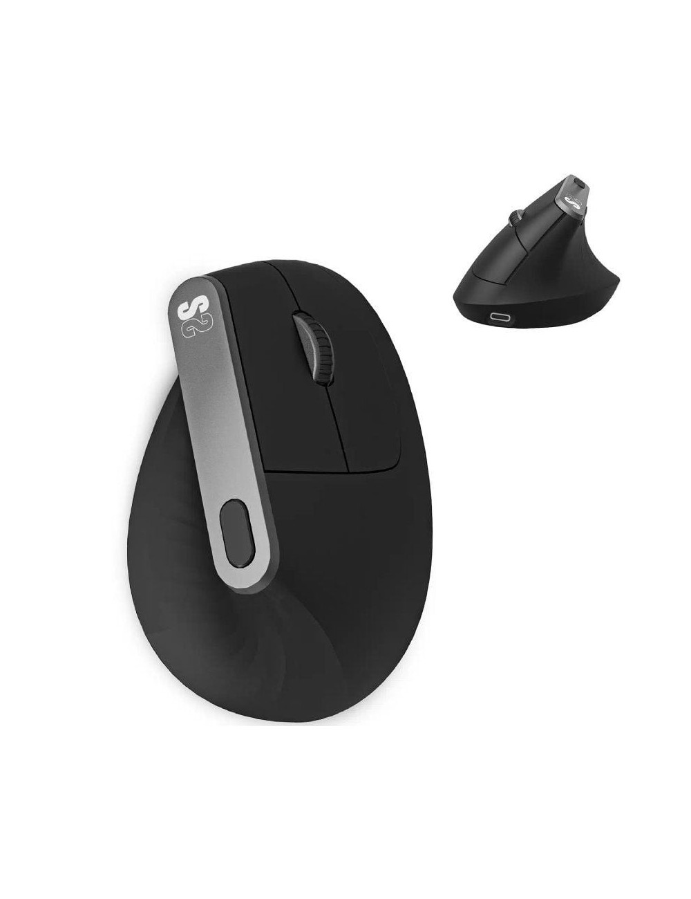 Ratón Ergonómico Inalámbrico Subblim Nature Vertical Ergo Dual Battery/ Batería Recargable/ Hasta 4000 DPI/ Negro