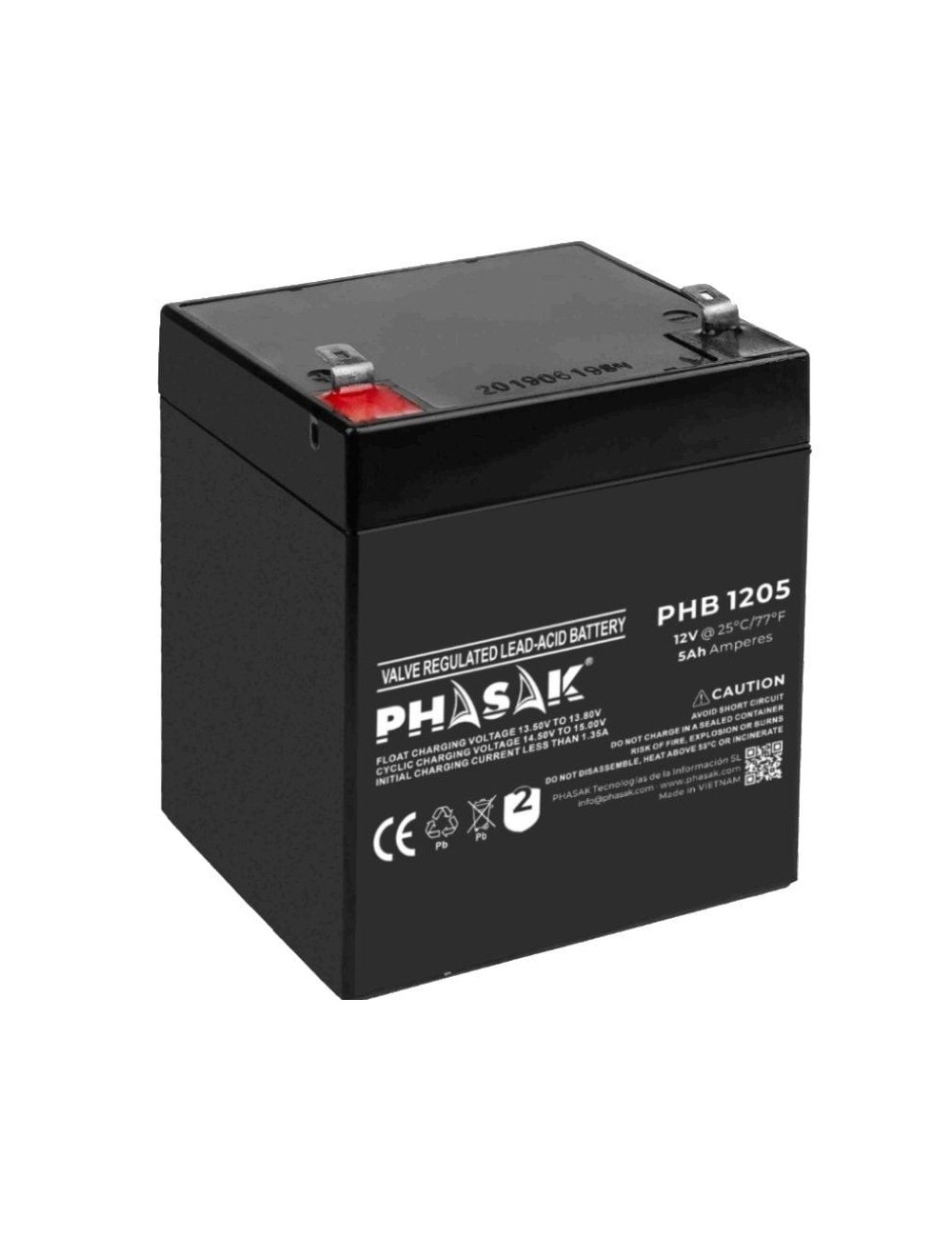 Batería Phasak PHB 1205 compatible con SAI/UPS PHASAK según especificaciones