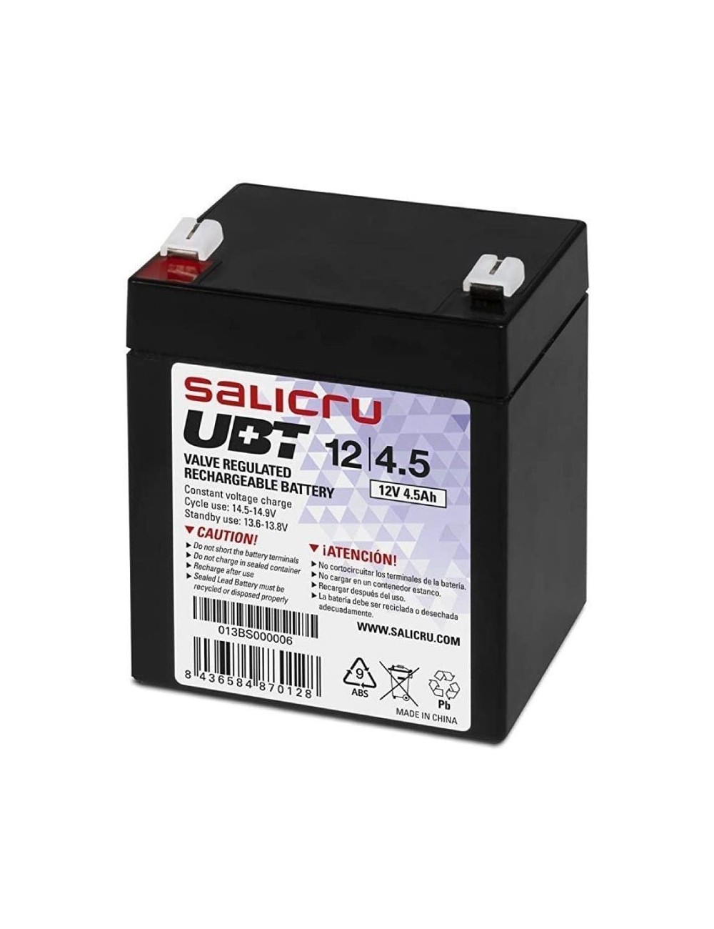 Batería Salicru UBT 12/4,5 compatible con SAI Salicru según especificaciones