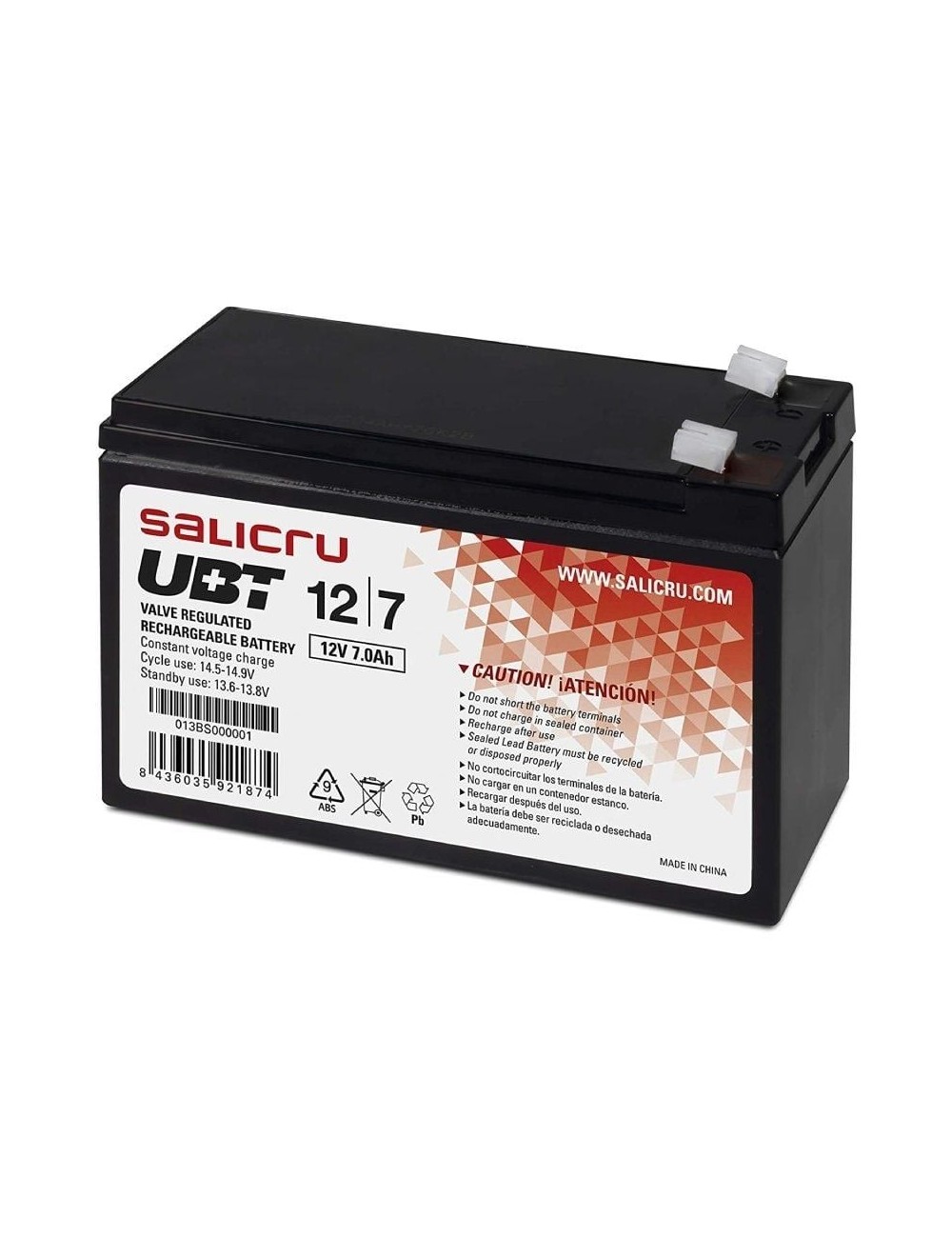 Batería Salicru UBT 12/7 V2 compatible con SAI Salicru según especificaciones