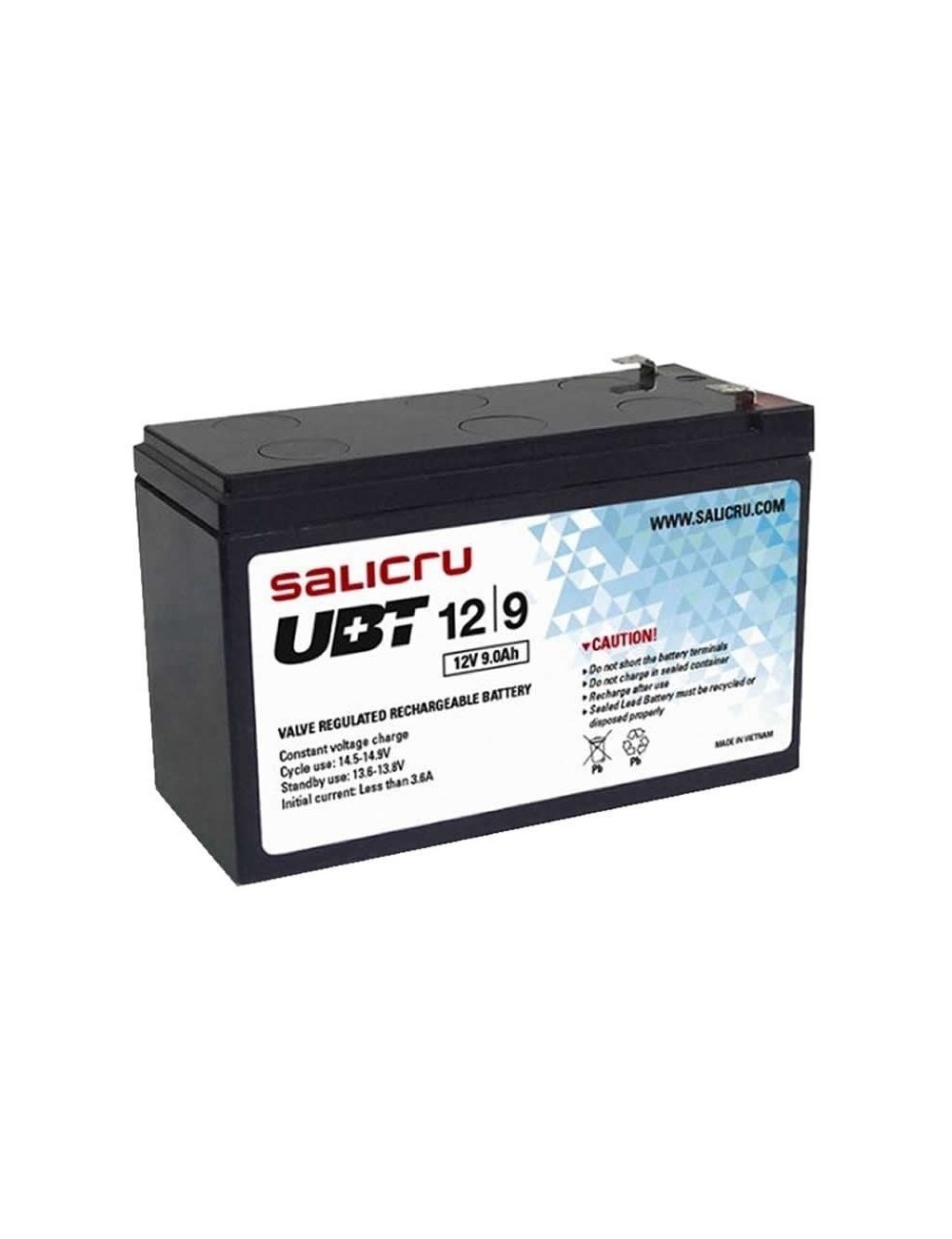 Batería Salicru UBT 12/9 compatible con SAI Salicru según especificaciones