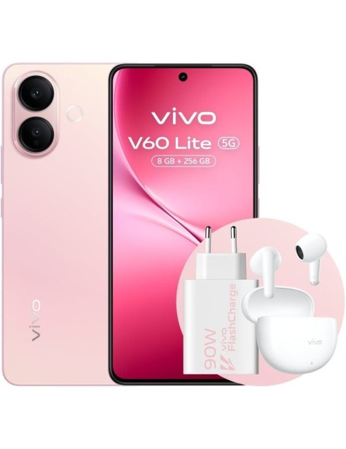 Smartphone Vivo V60 Lite 8GB/ 256GB/ 6.77'/ 5G/ Rosa/ Incluye Cargador 90W y Buds