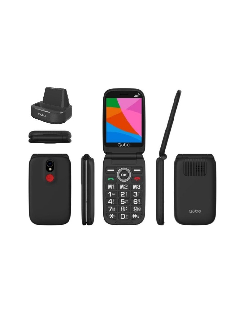 Teléfono Móvil Qubo X-340CB 4G para Personas Mayores/ Negro