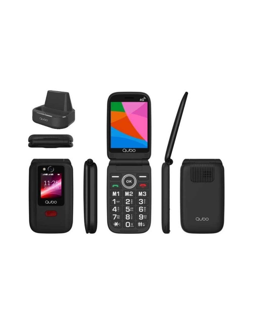 Teléfono Móvil Qubo X-D340CB 4G para Personas Mayores/ Negro