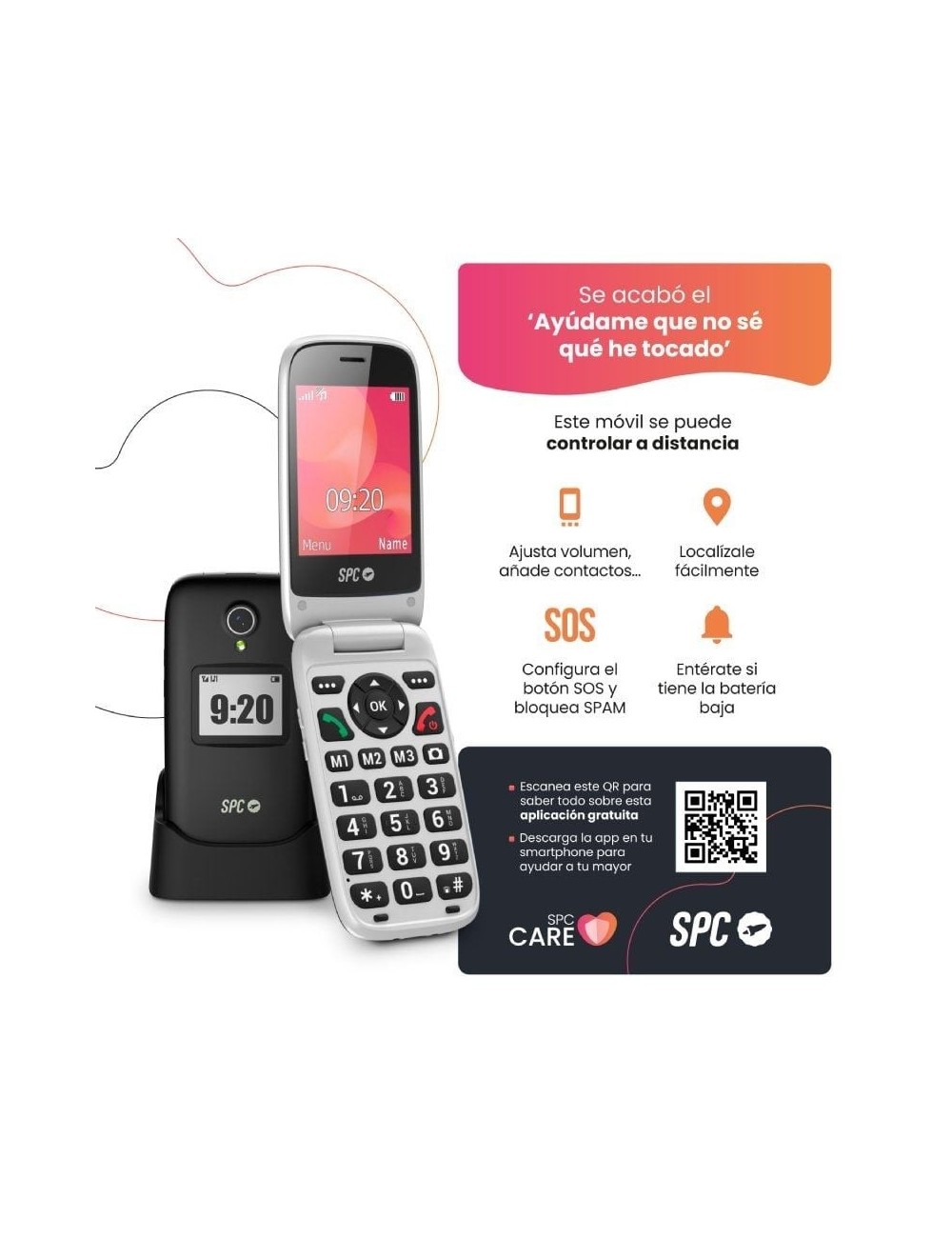 Teléfono Móvil SPC Polaris para Personas Mayores/ 4G/ Negro