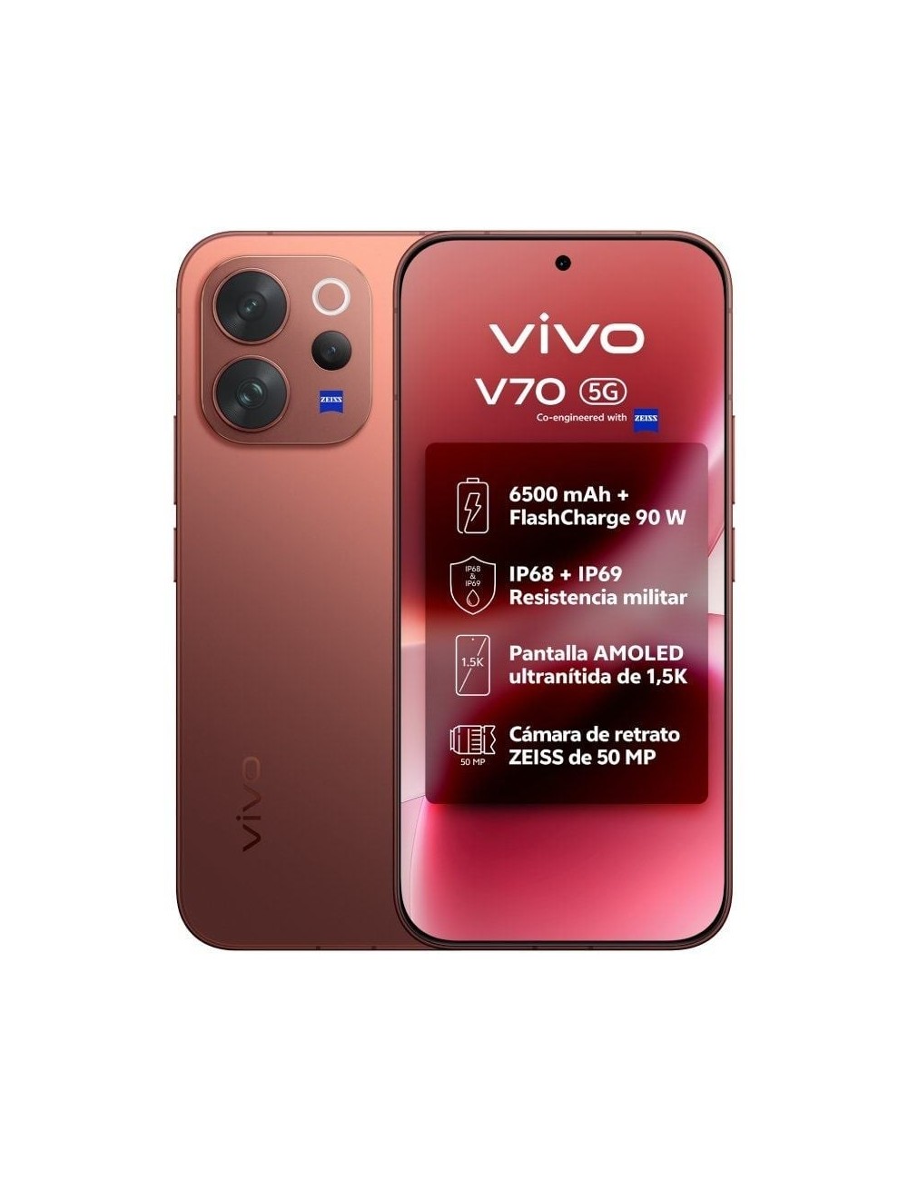 Smartphone Vivo V70 8GB/ 512GB/ 6.59'/ 5G/ Marrón