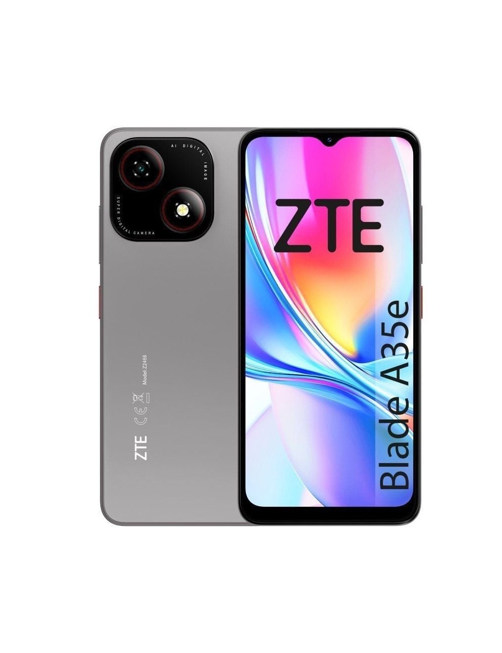 Smartphone ZTE Blade A35E 2GB/ 32GB/ 6.52'/ Gris Oscuro
