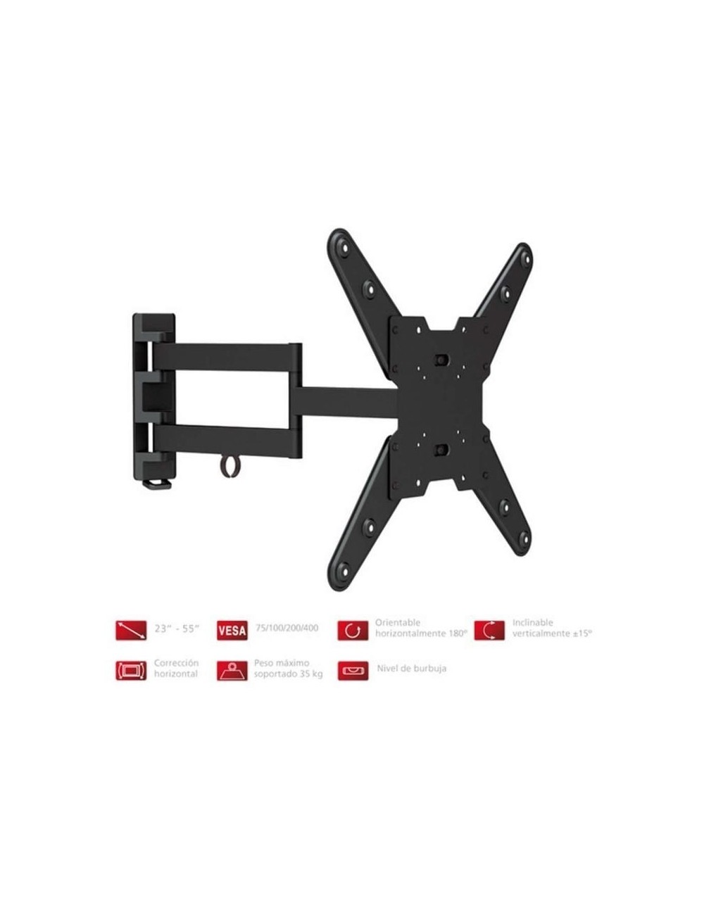 Soporte de Pared Orientable/ Inclinable Fonestar STV-683N para TV de 23-55'/ hasta 35kg