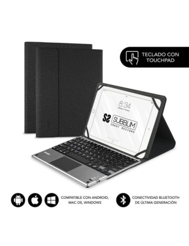 Funda con Teclado Subblim Keytab Pro Bluetooth Touchpad para Tablets de 9.6'-10.8'/ Negra