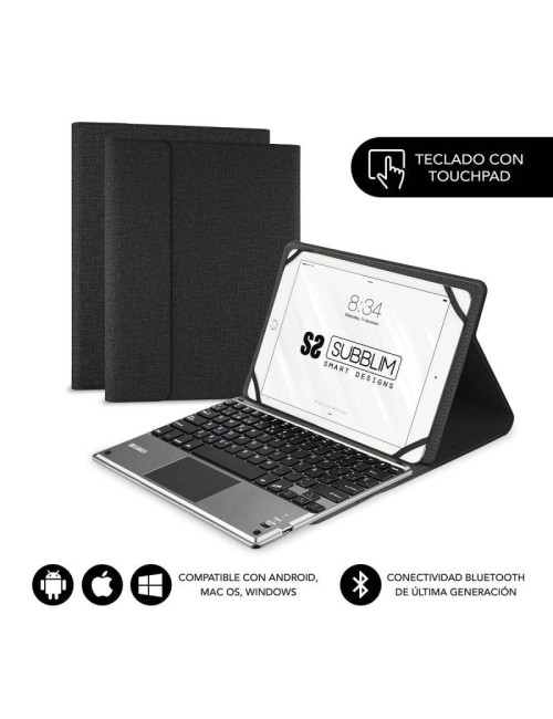 Funda con Teclado Subblim Keytab Pro Bluetooth Touchpad para Tablets de 9.6'-10.8'/ Negra