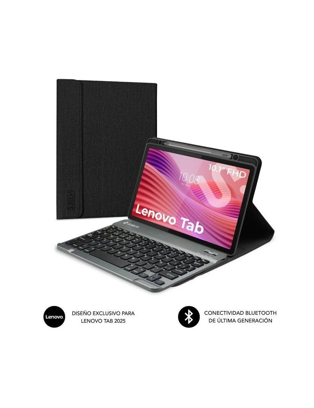 Funda con Teclado Subblim Shock Case Lenovo Tab 10.1' 2025/ Negra