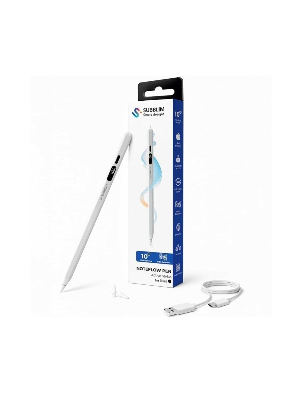 Lápiz Electrónico Subblim NoteFlow Pen para iPad/ Blanco