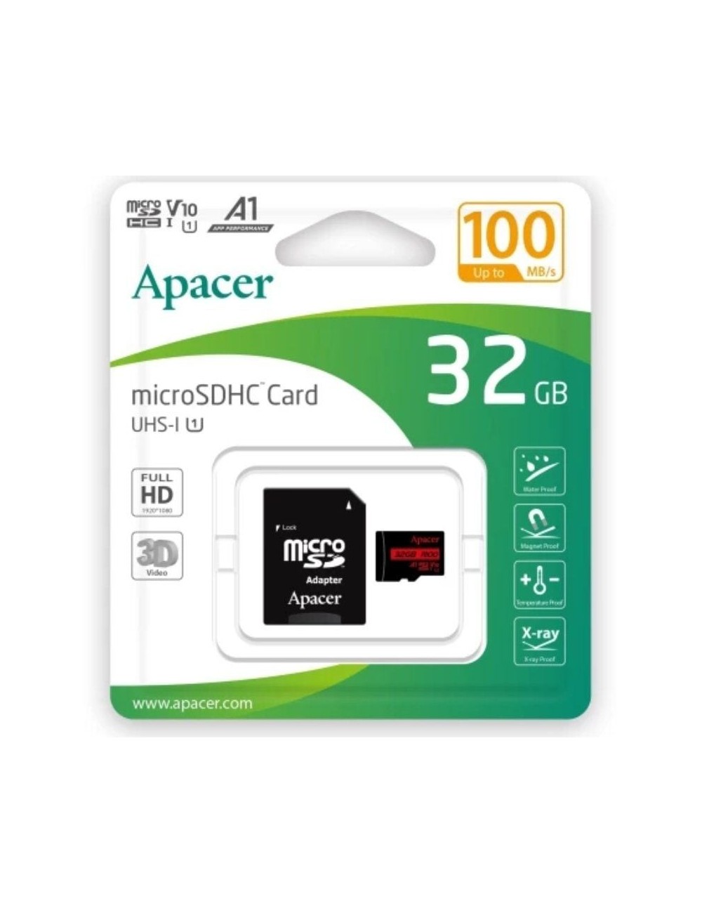 Tarjeta de Memoria Apacer 32GB microSD HC UHS 1 con Adaptador/ Clase 10/ 100MBs