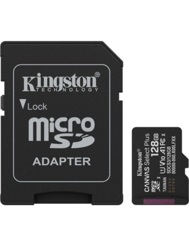 Tarjeta de Memoria Kingston CANVAS Select Plus 128GB microSD XC con Adaptador/ Clase 10/ 150MBs